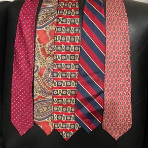 Set of 5 mens red/blue neckties